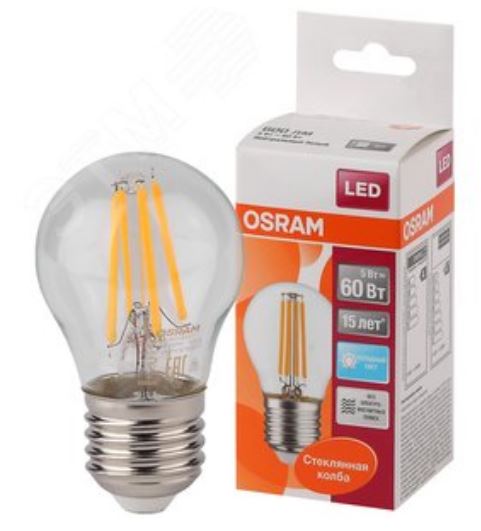 OSRAM | E27 P  5 (=60W)/840  LED SCL P40  600lm FILLED Osram 4058075212541