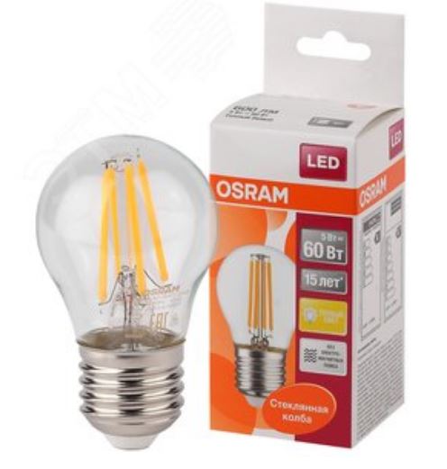 OSRAM | E27 P  5 (=60W)/827 FILAMENT SCL P60  600lm Osram 4058075212510