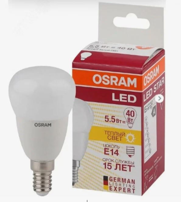 OSRAM | E14 P  5.5W(=40W)/827   LS CLP 40  LED   FR Osram 4052899971615