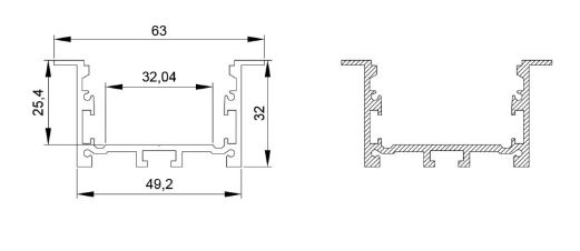 |  PROF-63x32  1000x63x32