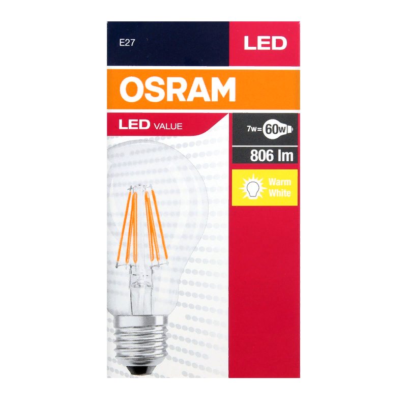 OSRAM | E27 A   6 (=75)W/827 FILAMENT CL A 806lm Osram 4058075684065