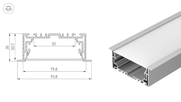 Arlight | ������� ������������  2.5 �/� S2-LINIA94-F-2500 ANOD+OPAL Arlight 021178