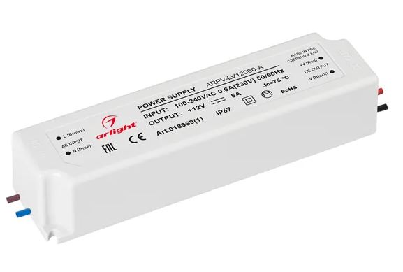 | - OT =12V  60W  170-264V IP67 5 transformator Arlight 018969