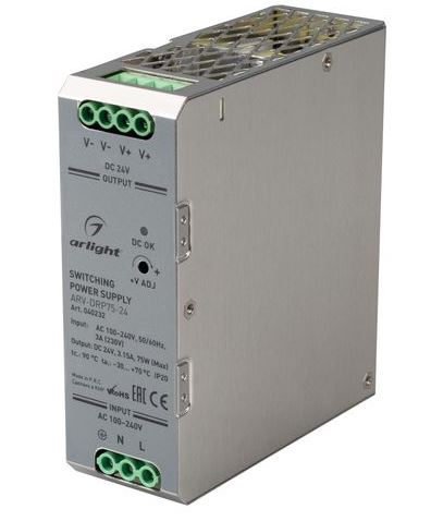 Arlight | - OT =24V 75W 170-250V ARV-DRP75-24-B Din- 3,15A IP20 , 5 . Arlight 040232